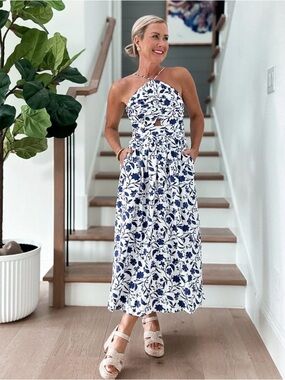 NWT Free Assembly Women’s Sleeveless Halter Midi Dress size S